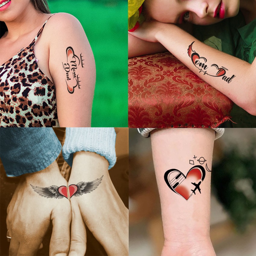 surmul Mom Dad with heart Design Combo Pack of 4 Men Women Temporary Tattoo - Price in India, Buy surmul Mom Dad with heart Design Combo Pack of 4 Men Women Temporary